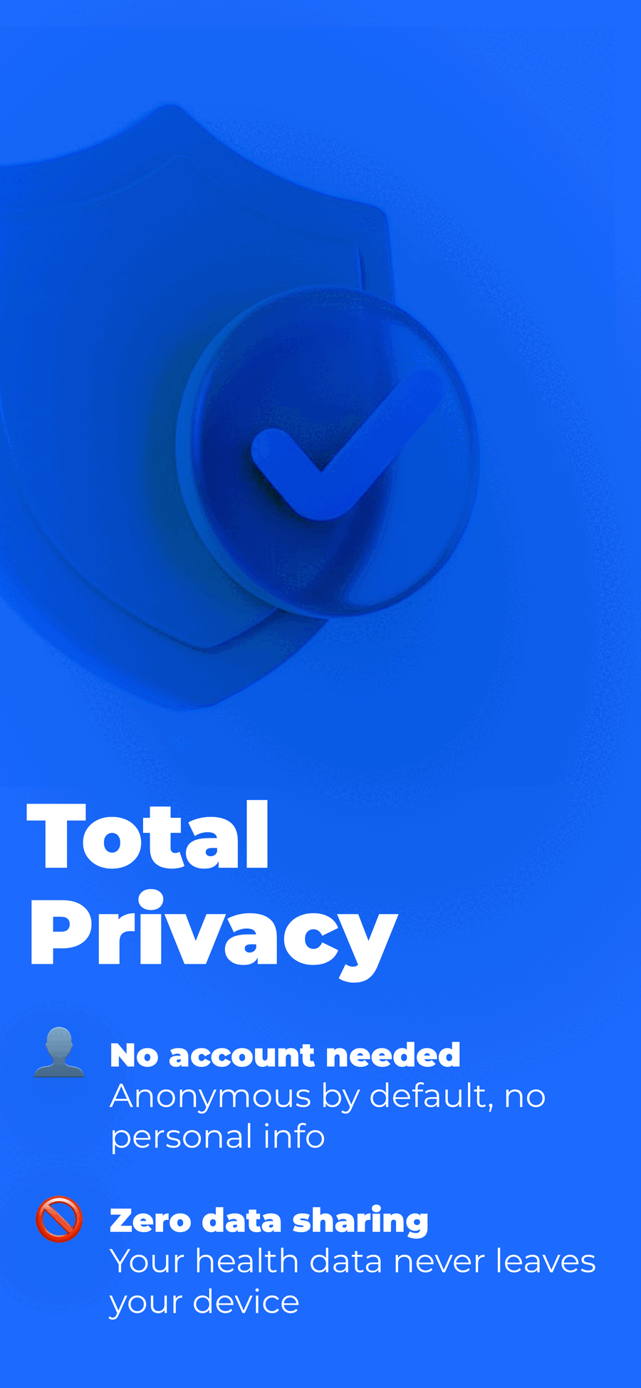 Glucose and Blood Sugar Track privacy screen with no account needed and local health data